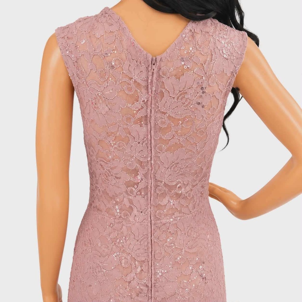 La Scala Pink Lace Sequin Mermaid Evening Gown Dress 23555 Large - Picture 7 of 7